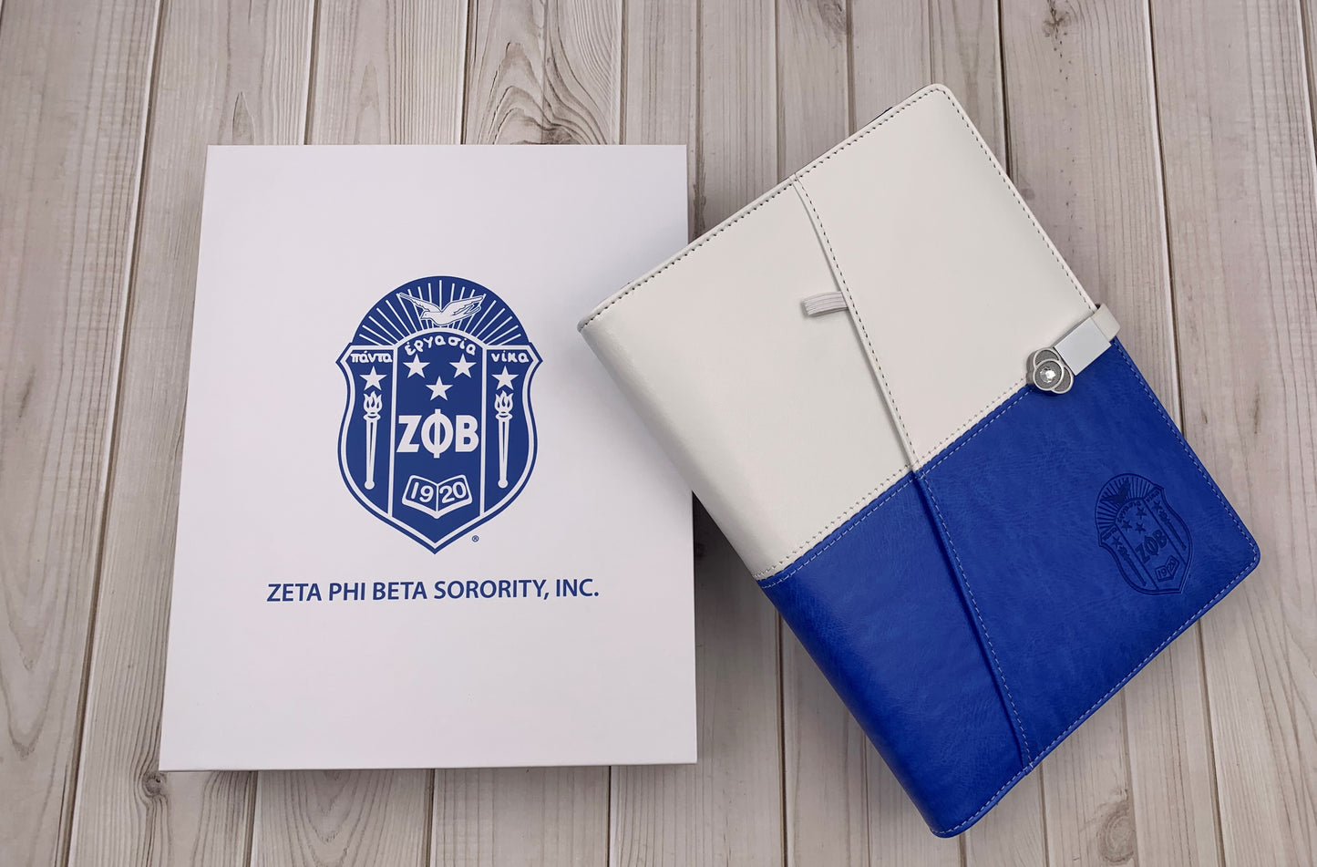 Zeta Phi Beta Smart Notebook with built-in 8000 mAh power bank and 16 GB USB